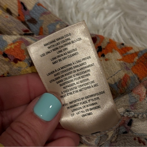 Anthropologie Vanessa Virginia Floral Cap Sleeve Babydoll Top Woman’s Size S - Picture 7 of 11